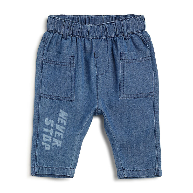 Boys Medium Blue Typography Jeans image number 0